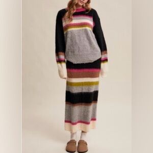 Listicle Multicolor Striped Sweater Dress